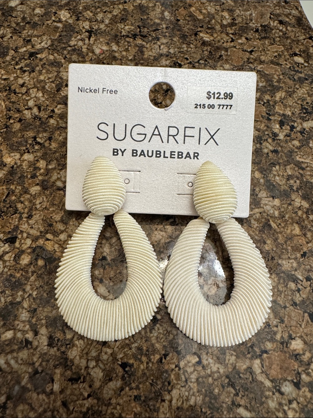 NWT sugarfix Baublebar woven Earrings White